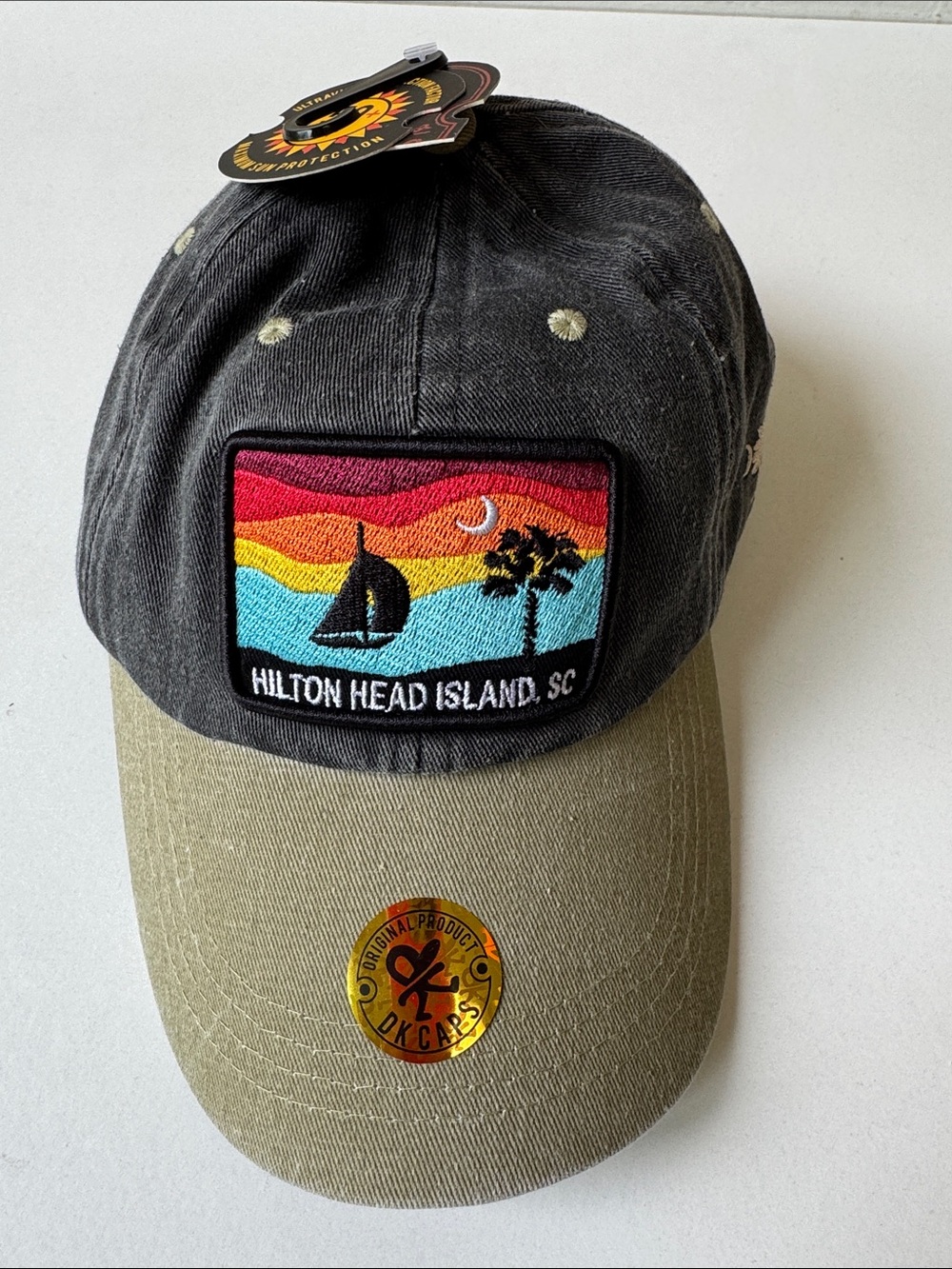 Hilton Head Island SC Embroidered Patch Baseball Cap - Black & Olive